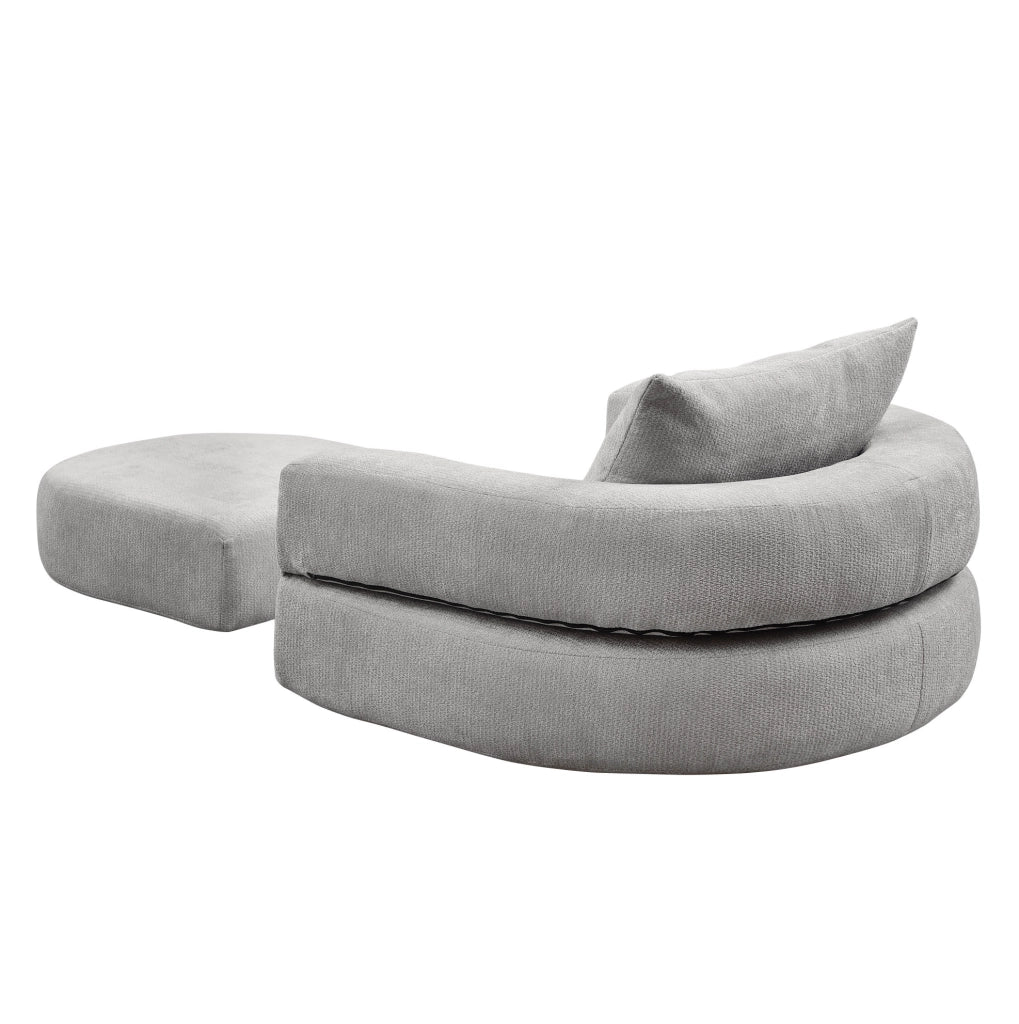 Set divano modulare minimalista in ciniglia grigio chiaro