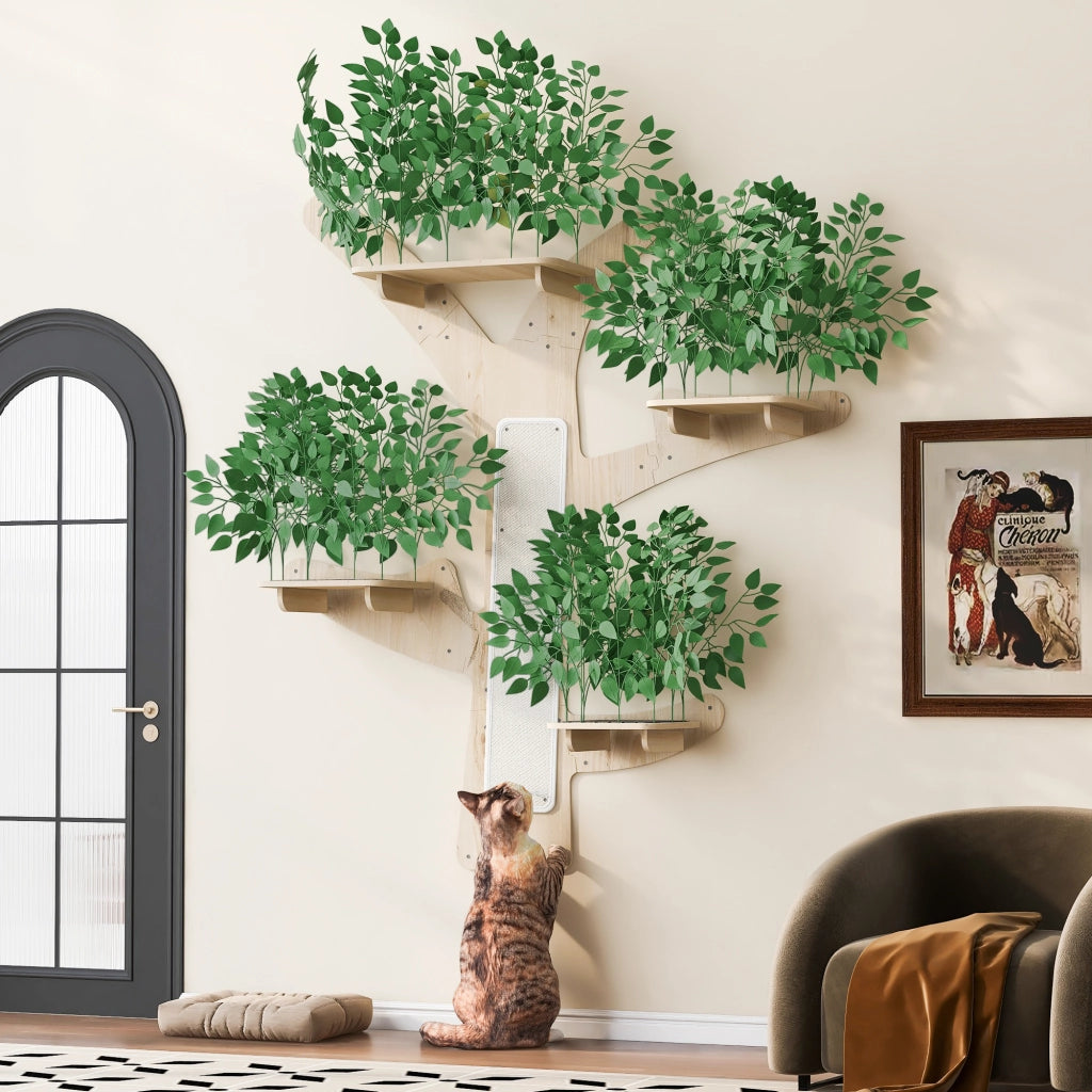 Albero Tiragraffi da Parete in Legno di Pino ¨C MINIMAL ¨C con Piattaforme, 155x210 cm