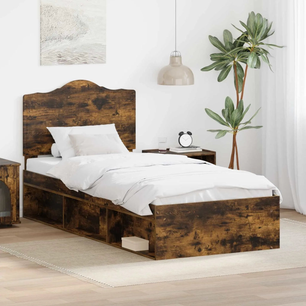 Struttura del letto Rovere fumé 90 x 200 cm Pino massello