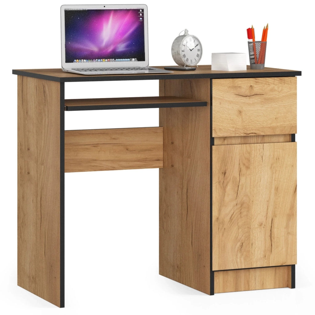Scrivania per computer AKORD PIKSEL Quercia Craft 90 cm 1 anta 1 cassetto 90x50x77 cm Modello a destra