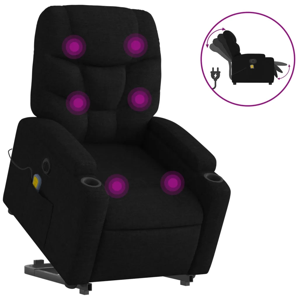 Poltrona Alzapersona Massaggiante Elettrica Nera in Tessuto 3204634