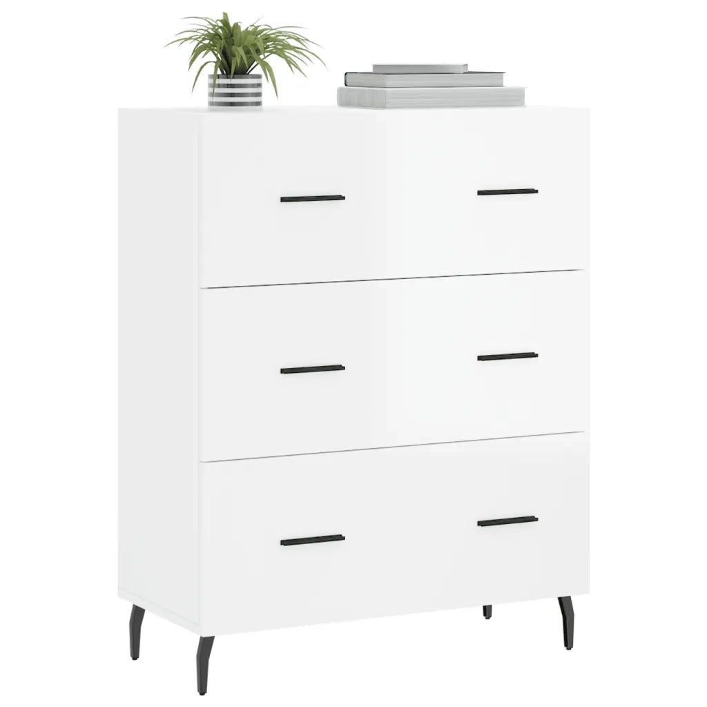 Credenza | Madia | Buffet da pranzo | Armadio da pranzo 69,5x34x90 cm in Legno Multistrato Bianco Lucido
