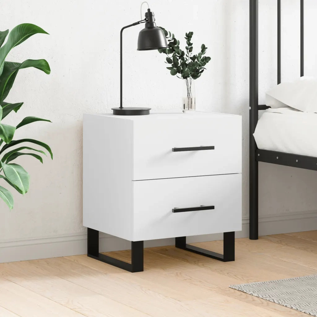 Comodino-Tavolino da notte Bianco 40x35x47,5 cm in Legno Multistrato 523835