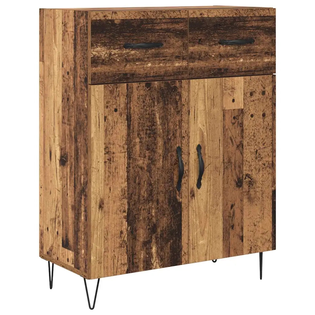 Credenza 2 pz | Madia | Buffet da pranzo | Armadio da pranzo Legno vecchio Legno ingegnerizzato e vetro