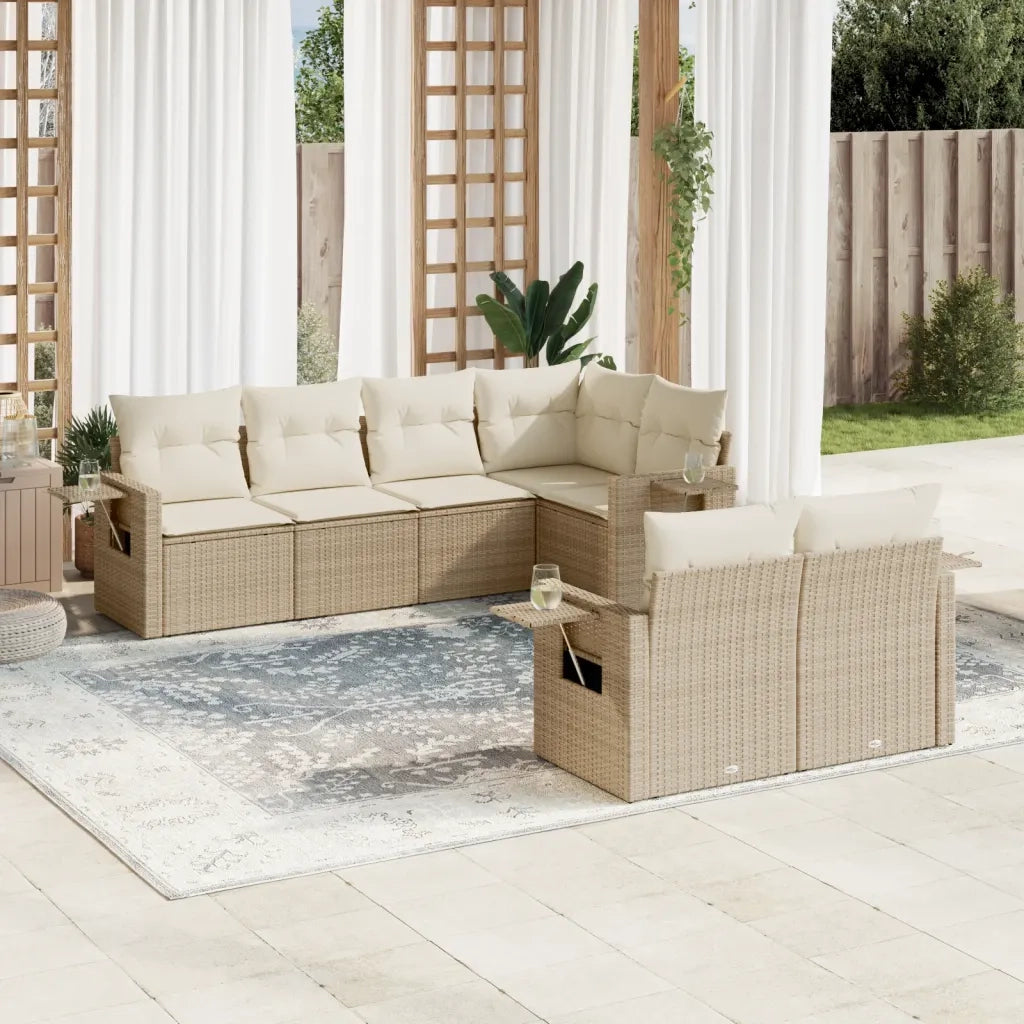 Set Divani da Giardino 7 pz con Cuscini Beige in Polyrattancod mxl 92667