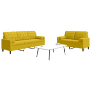 Set di Divani 2 pz con Cuscini e Rinforzi Giallo in Velluto