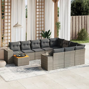 Set Divani da Giardino 11 pz con Cuscini in Polyrattan Grigio 3225633