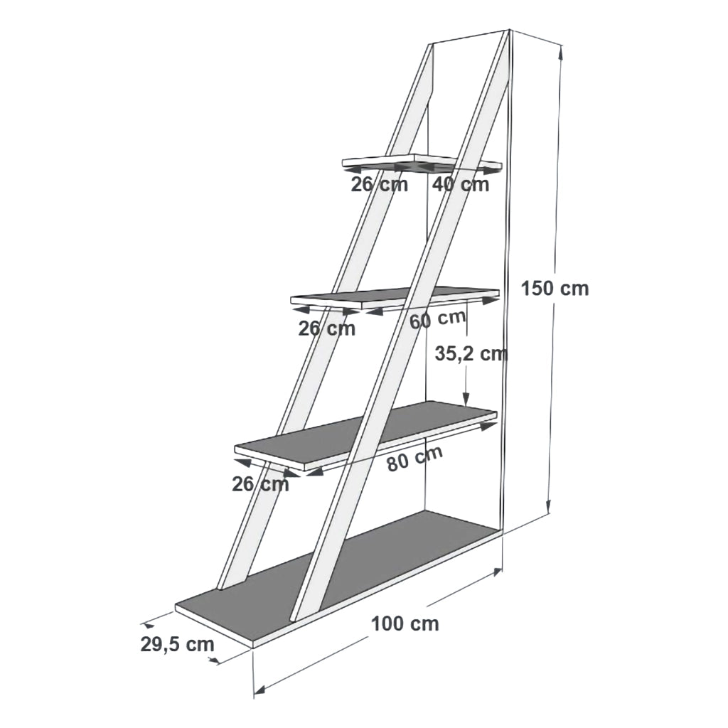 Biblioteca Camaiore, Libreria 3 Ripiani, 100x30x150h cm Bianco