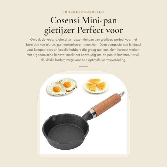 Mini-pan in acciaio inossidabile - Ideale per uova e pancake - 10 cm - Manico per un facile utilizzo - Adatto per gas e induzione - Griglie non incluse.