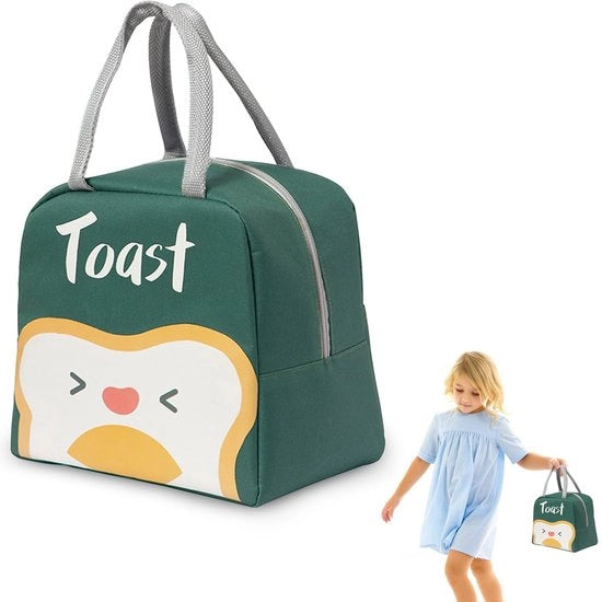 Borsa acquatica e isolante per picnic | Ripiegabile e riutilizzabile per scuola, ufficio e picnic | Con cinturino per spalla e disegno flamingo (1L, verde)