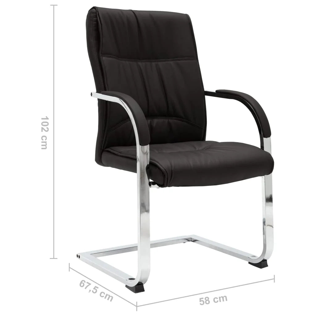 Sedia da ufficio/sedia da studio/sedia per computer a sbalzo in similpelle nera 02_0023996