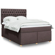vidaXL Giroletto a Molle con Materasso Marrone Scuro 140x200cm Tessuto