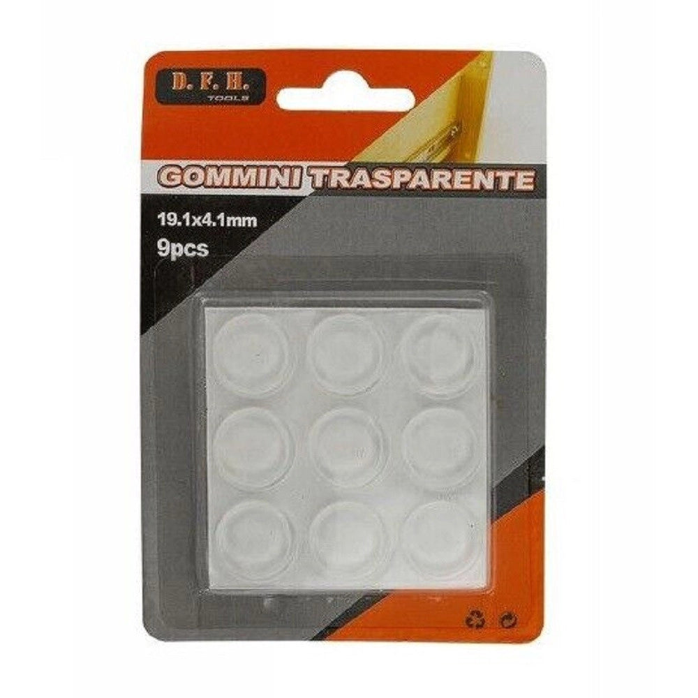 Trade Shop - Set 9 Pezzi Gommini Adesivi Protezione Pavimenti Trasparenti Rotondi 19.1x4.1mm -