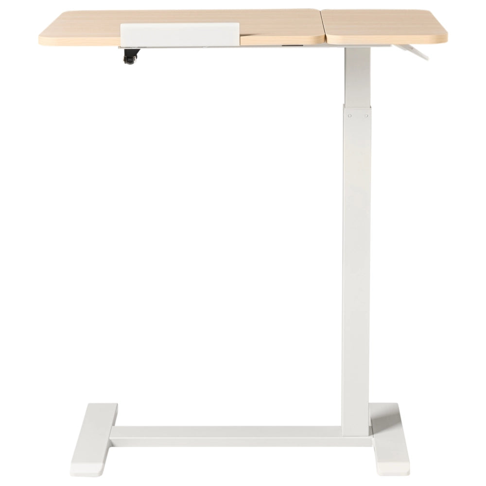 Scrivania per laptop in piedi regolabile manualmente telaio in acciaio marrone chiaro e bianco 70 x 40 cm struttura in acciaio verniciato a polvere