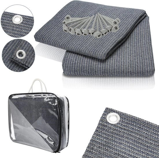 Tavolino da Campeggio per Pic-Nic 400x600cm Materiale HDPE Blu-Grigio, Impermeabile, 13 Pennelli per Terra
