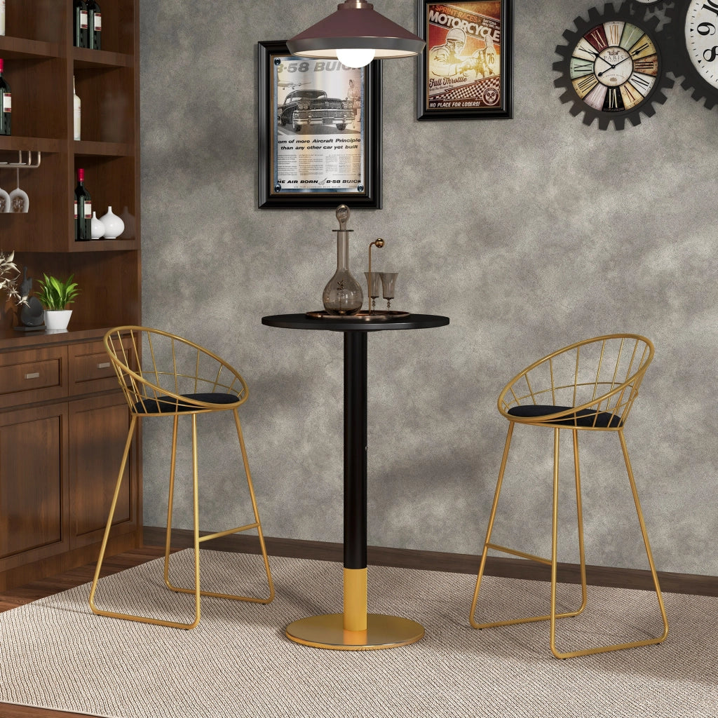 Tavolino da bar rotondo ¨C zephmum ¨C nero, acciaio, 60x60x102 cm