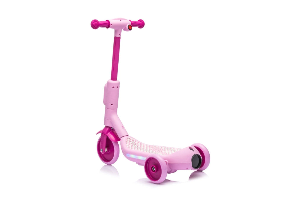 Monopattino Elettrico Deluxe a 3 Ruote 67x32x69 cm Luci LED RGB Casco e Protezioni Incluse Rosa