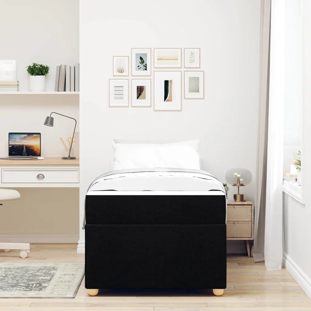 vidaXL Struttura del letto con materasso Nero 90 x 190 cm Tessuto