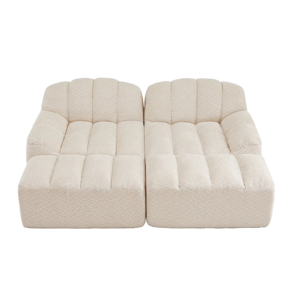 Divano modulare frameless con ottoman 210x165x79 cm in fleece granulare beige white