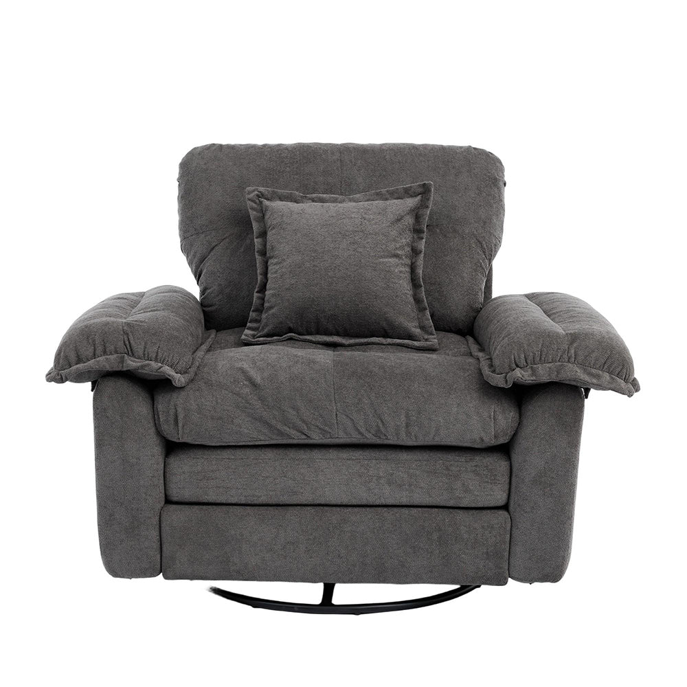Poltrona girevole 360¡ã oversize in chenille - Xylo - Con cuscino di supporto per camera, soggiorno e cameretta