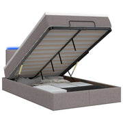 Letto Ottomano con Materasso e LED Tortora 120 x 190 cm Tessuto 3458059