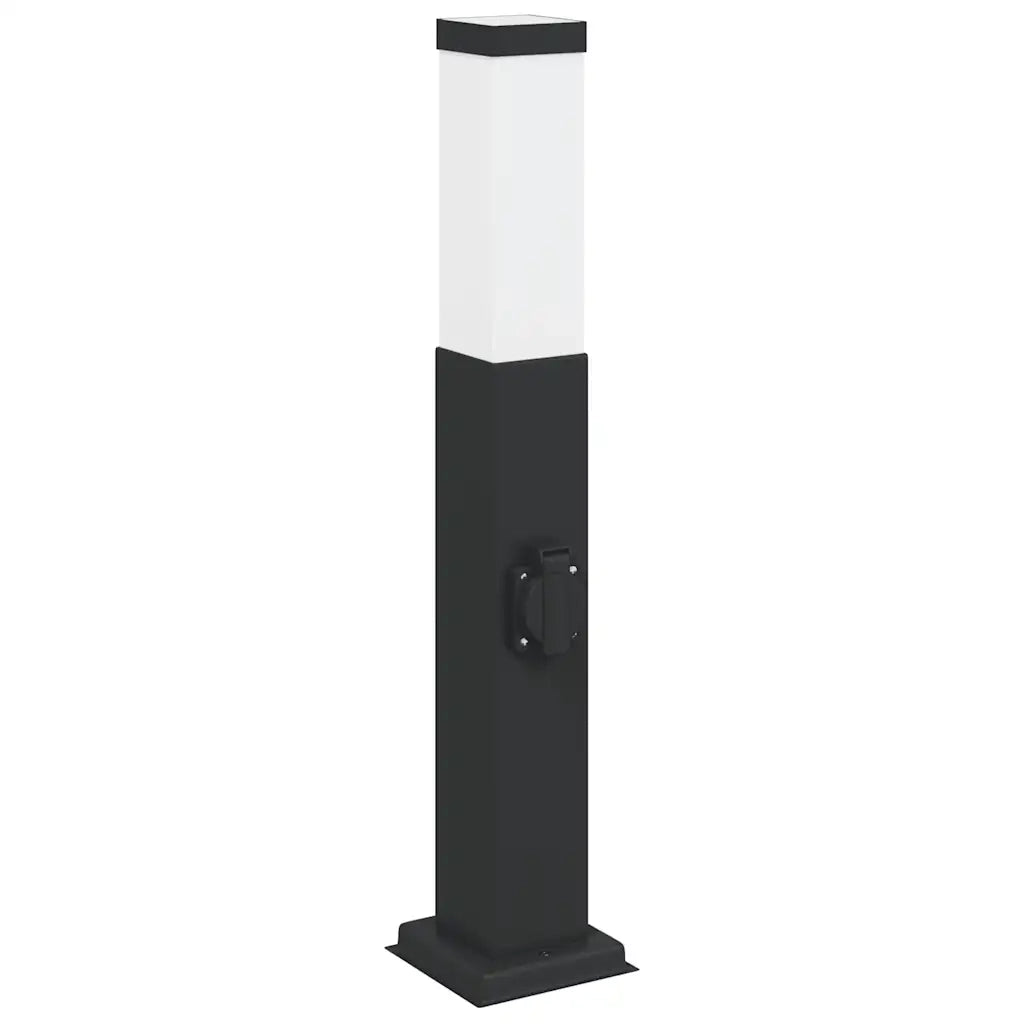 Lampioni a palo con presa elettrica 3 pz 50 cm Nero IP44 4006084