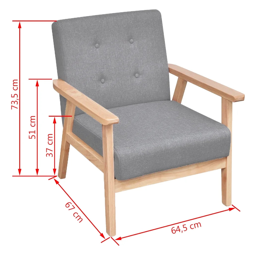 Poltrona-Divano Sedia-Poltroncina Grigio Chiaro in Tessuto 569314