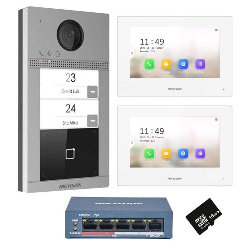 Kit videocitofono IP Monito Bianco 2 Mpx con lettore mifare per sblocco serratura