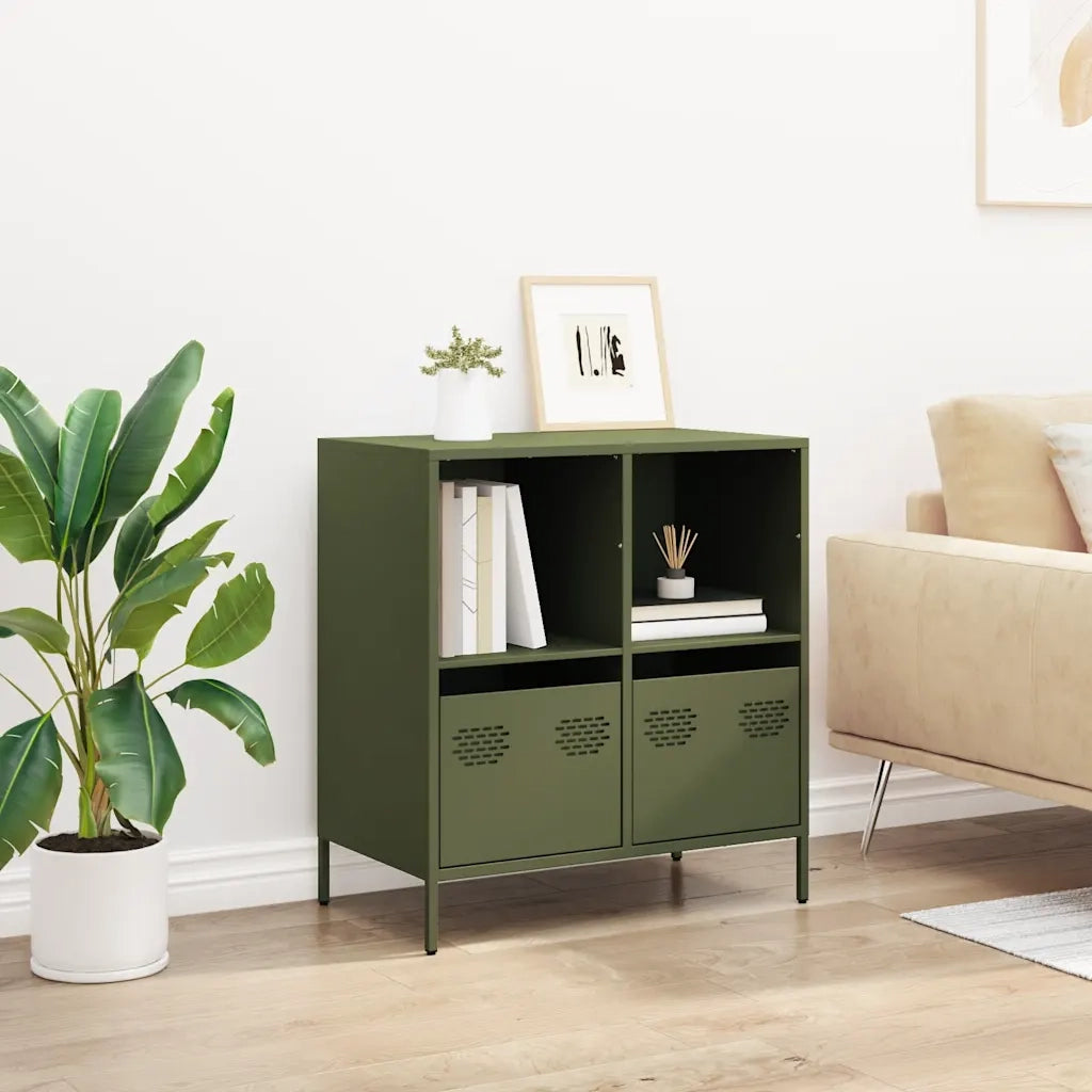 Credenza Verde Oliva 68x39x73,5 cm in Acciaio Laminato a Freddo 851362