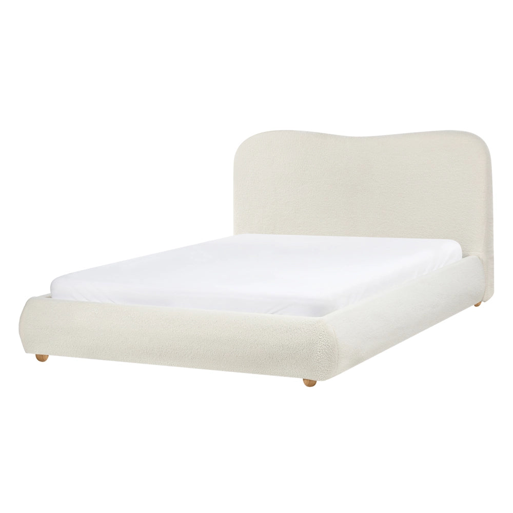 Letto matrimoniale con contenitore 140 x 200 cm bouclé bianco sporco stile minimalista
