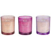 Set di 3 candele profumate multicolore 100% cera di soia stoppino di cotone vetro Naturale Fragranza fresca Lavanda, Rosmarino Lavanda,Geranio Lavanda