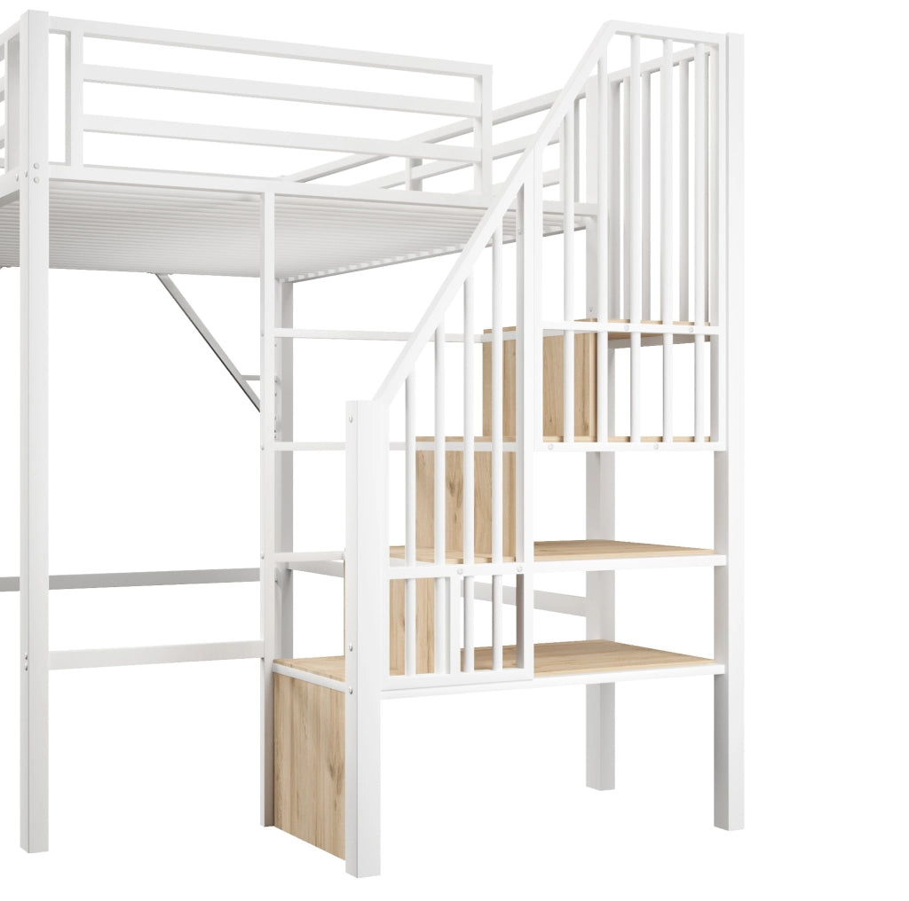 Letto a soppalco 140x200 cm con scala contenitore e area gioco