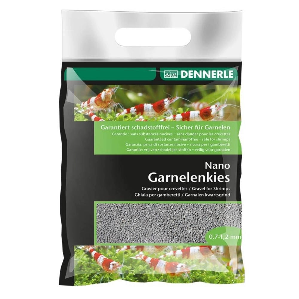 Dennerle Nano Garnelemkies – Ghiaia per gamberetti - Confezione 2 kg Granulometria 07 - 1,2mm Colore: Arkansas Grigia