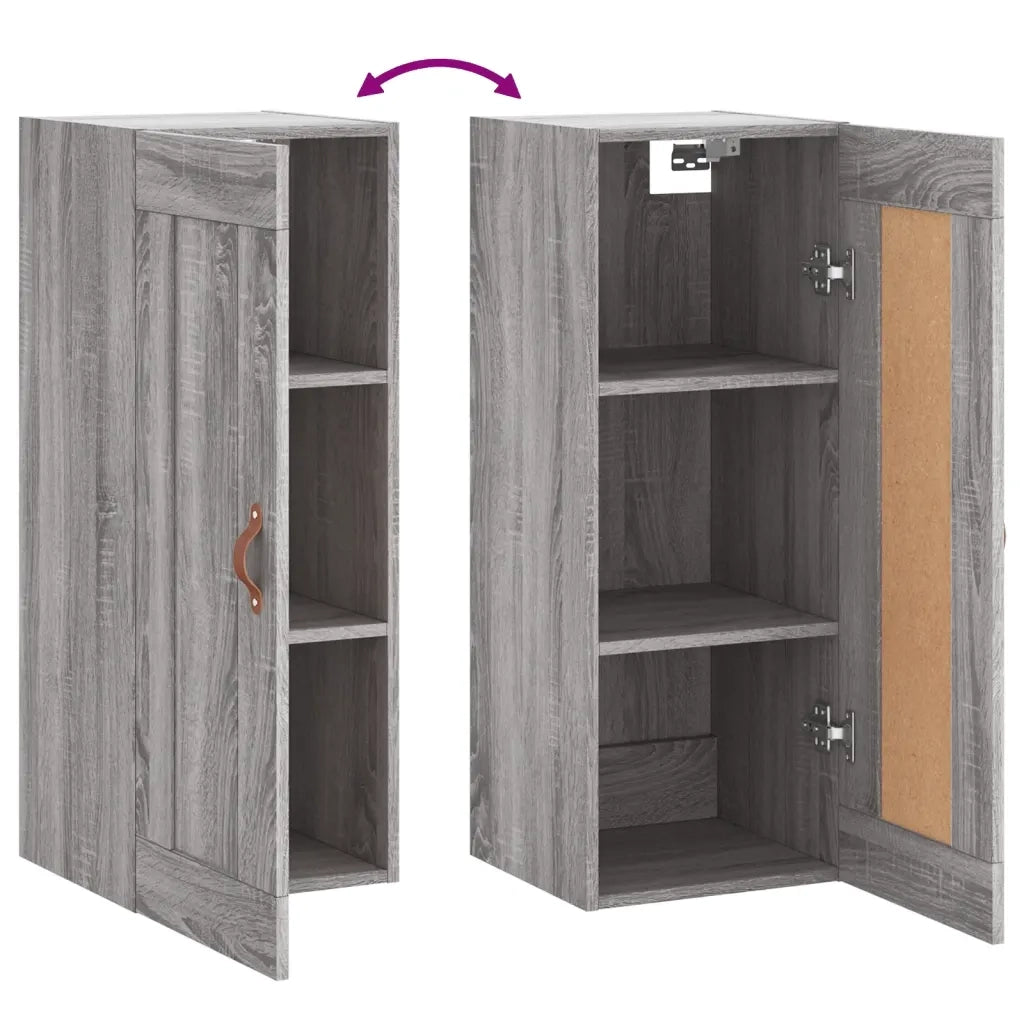 Mobile a Parete Grigio Sonoma 34,5x34x90 cm Legno Multistrato 830482