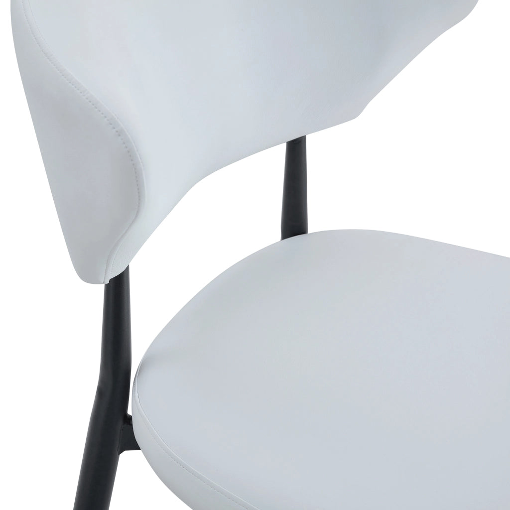 SEDIA Da pranzo ergonomica in PU bianco e metallo nero Set da 2 pezzi