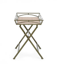 Set 2 Tavolini da Soggiorno 63x40x60 cm in Acciaio Guenda Verde Scuro