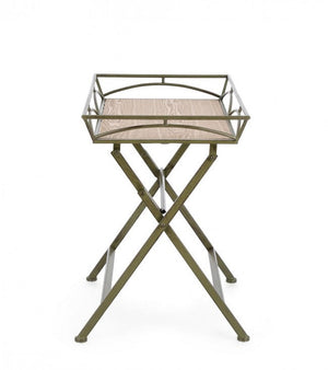 Set 2 Tavolini da Soggiorno 63x40x60 cm in Acciaio Guenda Verde Scuro