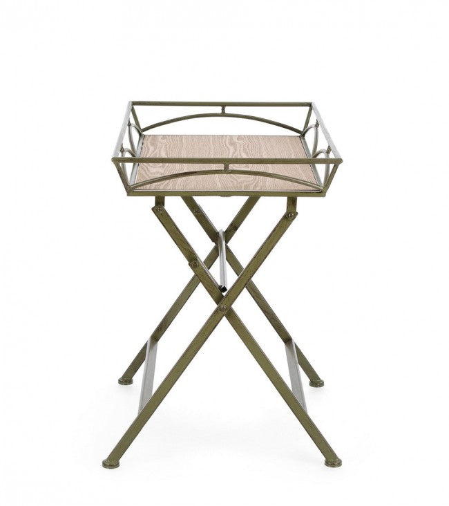 Set 2 Tavolini da Soggiorno 63x40x60 cm in Acciaio Guenda Verde Scuro