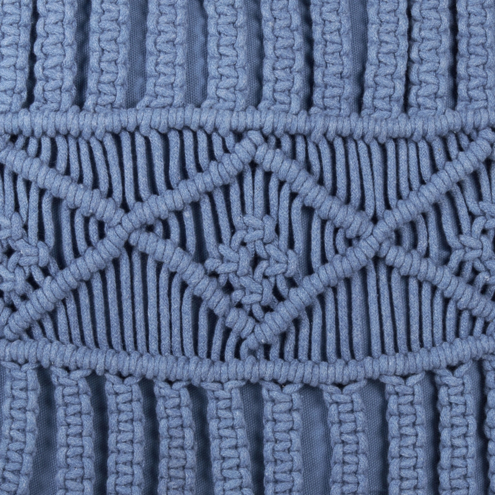 Set di 2 cuscini decorativi in macramè di cotone blu 45 x 45 cm Corda Boho Retro Decor Accessori