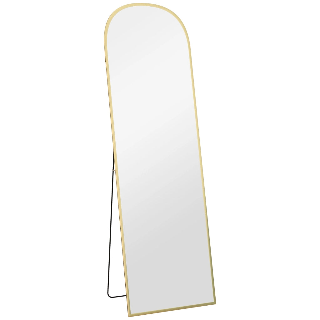 Specchio a Figura Intera da Terra o Parete 50x170cm con Supporto Pieghevole in Lega di Alluminio Oro