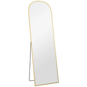Specchio a Figura Intera da Terra o Parete 50x170cm con Supporto Pieghevole in Lega di Alluminio Oro