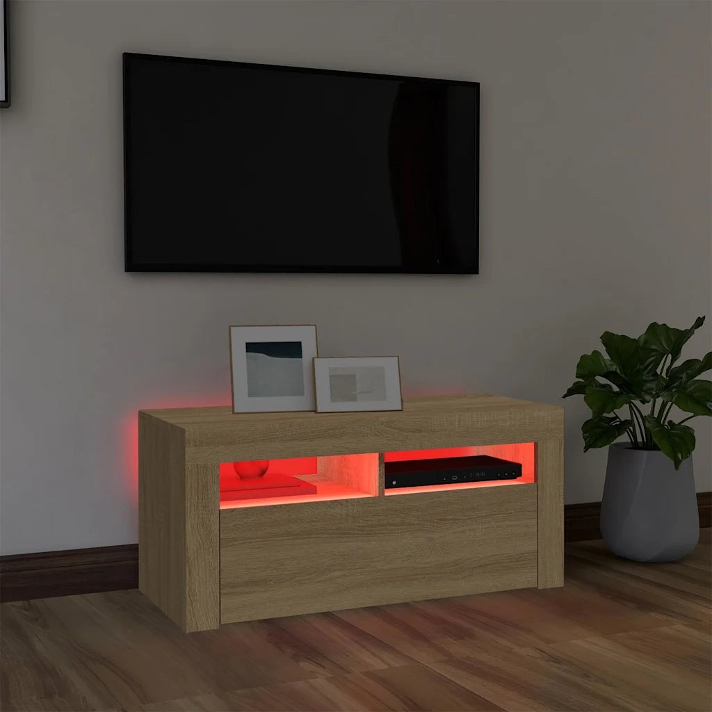 Mobile Porta TV con Luci LED-Mobile per TV-Credenza TV Rovere Sonoma 90x35x40 cm