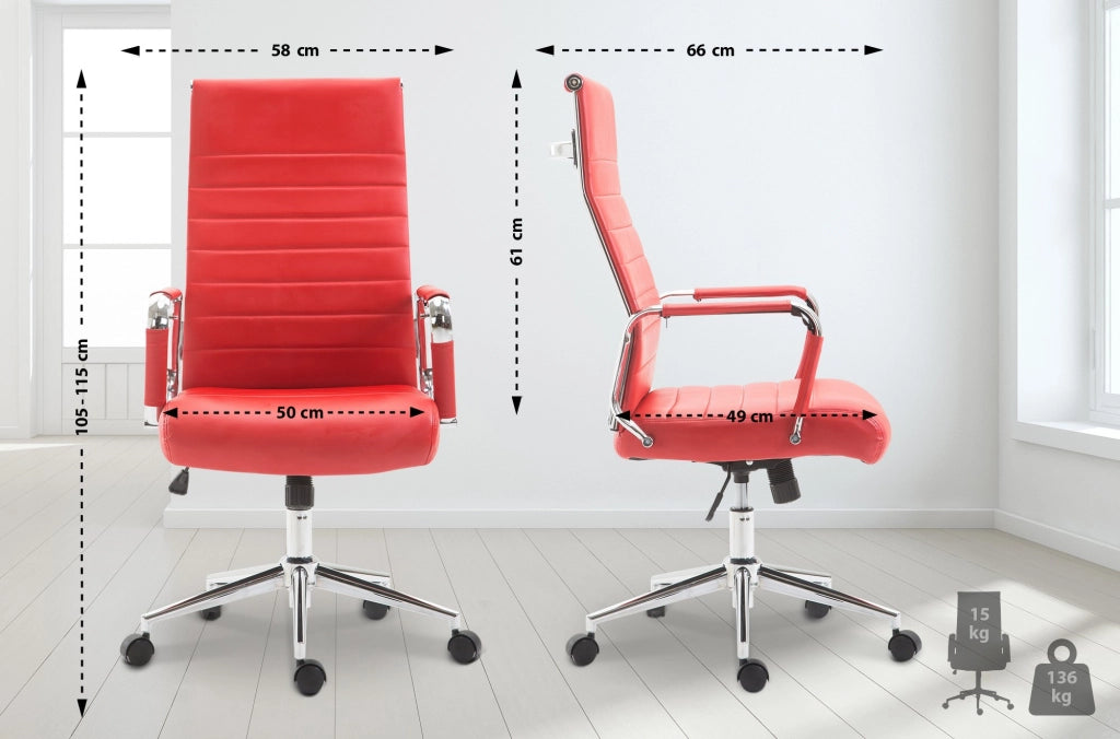 Sedia ufficio Kolumbus in similpelle rosso