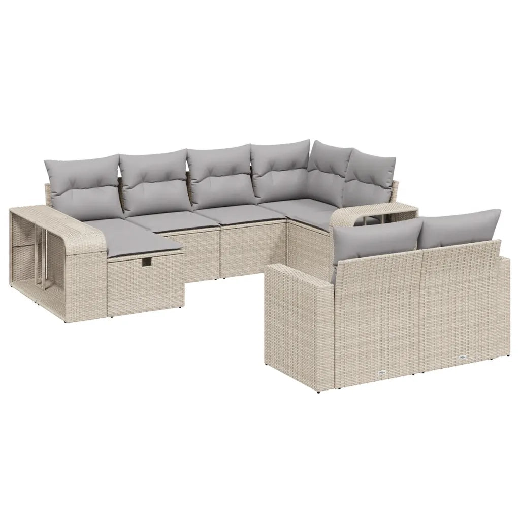 Set Divano da Giardino 10 pz con Cuscini Beige in Polyrattancod mxl 116986