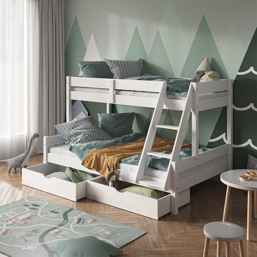 Vitalispa Letto a castello Bianco 120x200 / 80x200 cm con cassetti