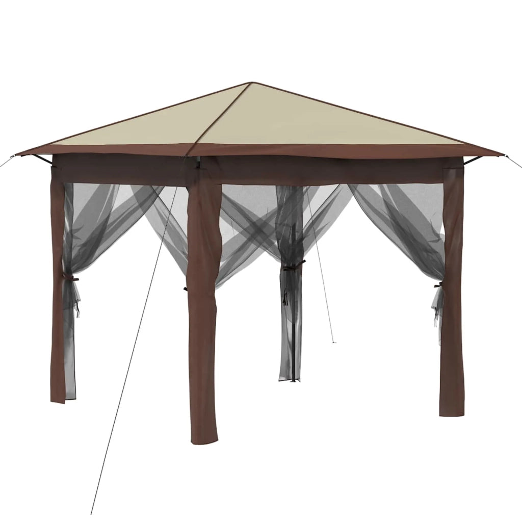 Gazebo con 4 Pareti 2,6 x 2,6 m Crema e Marrone 42036804
