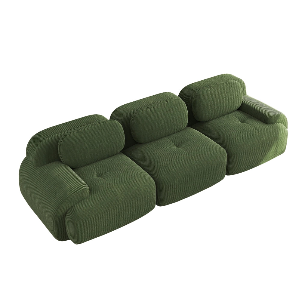 Divano angolare modulare senza montaggio in tessuto a coste; schiuma 32D; base antiscivolo; verde