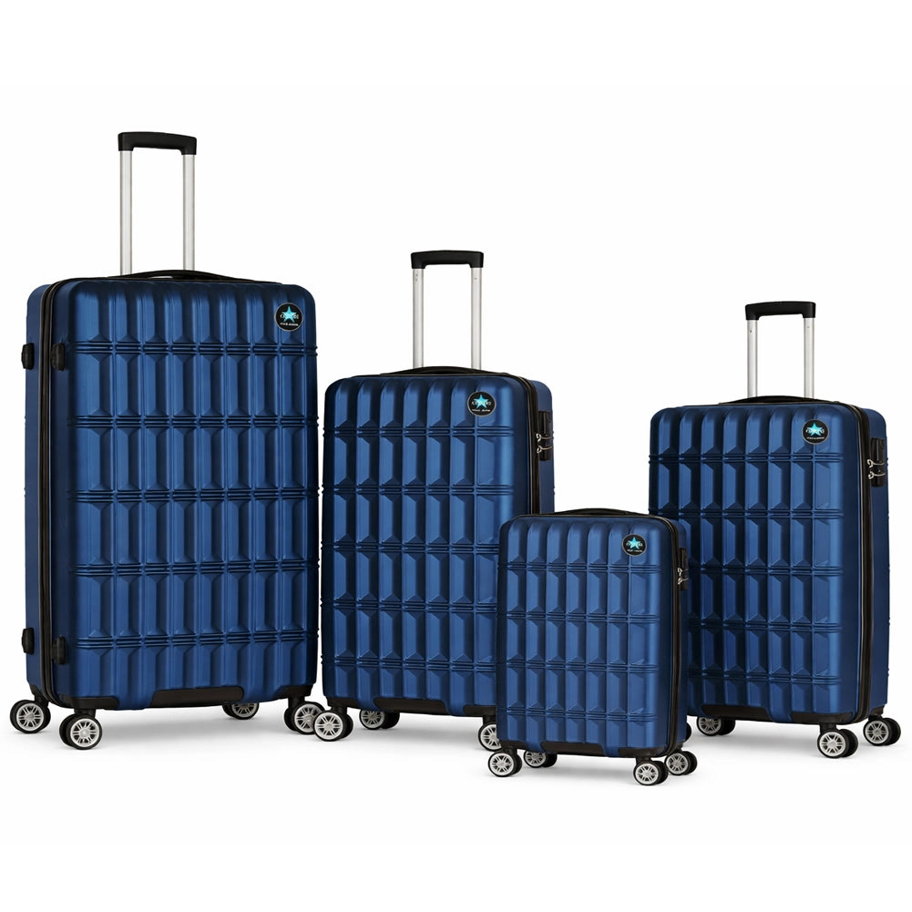 Set 4 Valigie con Scocca Rigida e Resistente Trolley Viaggio Blu Ruote Easy Roll