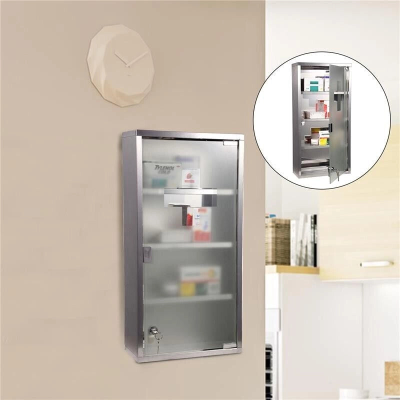 CASSETTA PORTA MEDICINALI CON 4 RIPIANI IN ACCIAIO  30X12X60 CM BIANCA