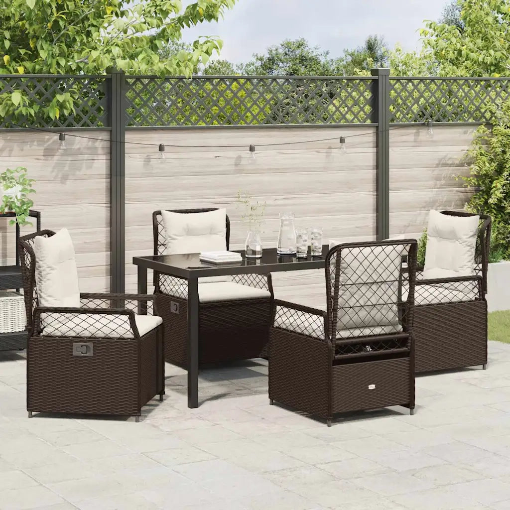 Set da Pranzo per Giardino 5 pcs Marrone polyrattan 3380990